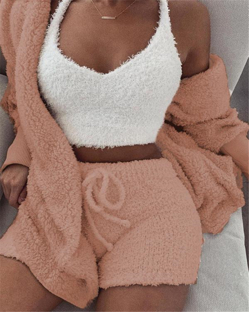 Dames Pyjama Set – Crop Top & Shorts, 3-delig