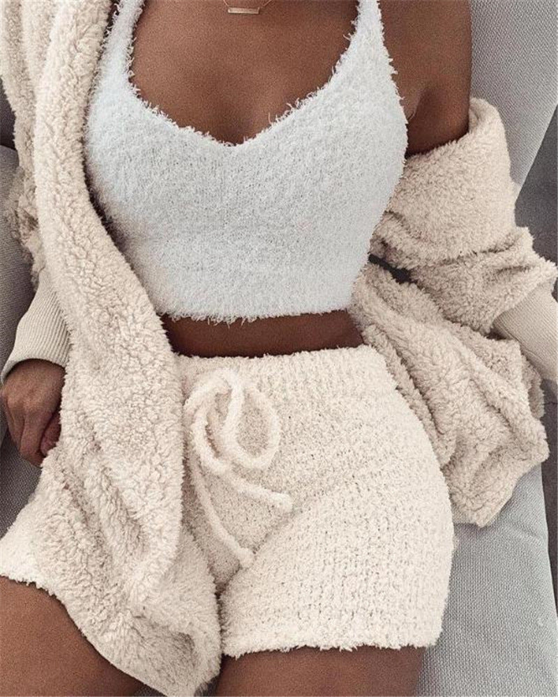 Dames Pyjama Set – Crop Top & Shorts, 3-delig