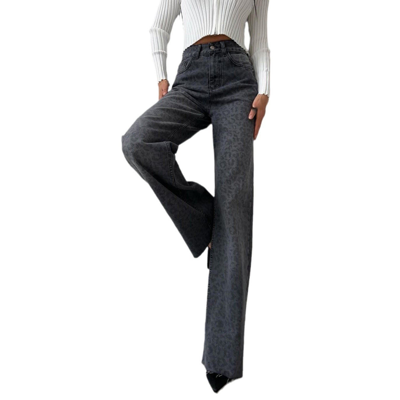 Luipaardprint smalle jeans voor vrouwen