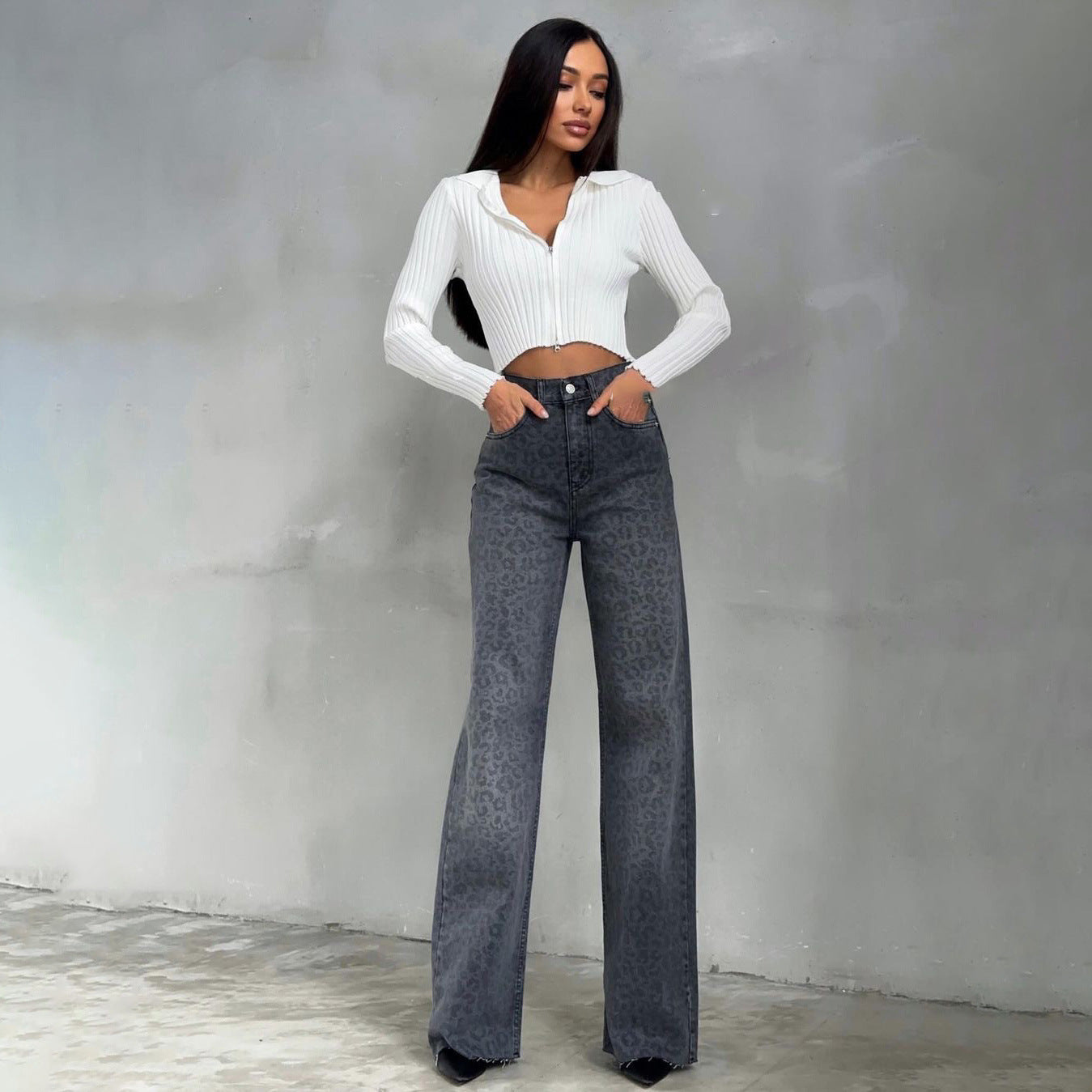 Luipaardprint smalle jeans voor vrouwen