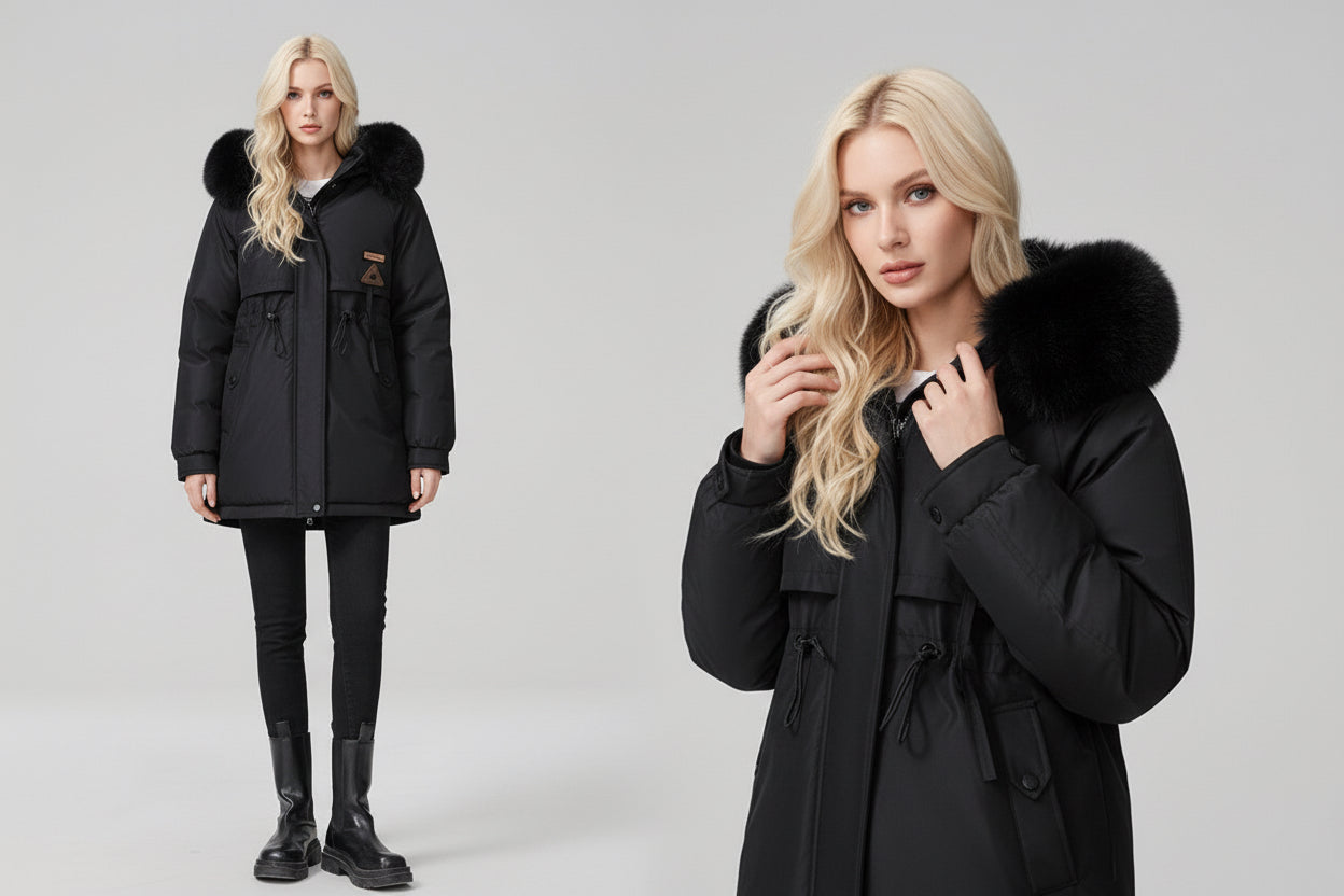 Warme damesjas in Koreaanse stijl