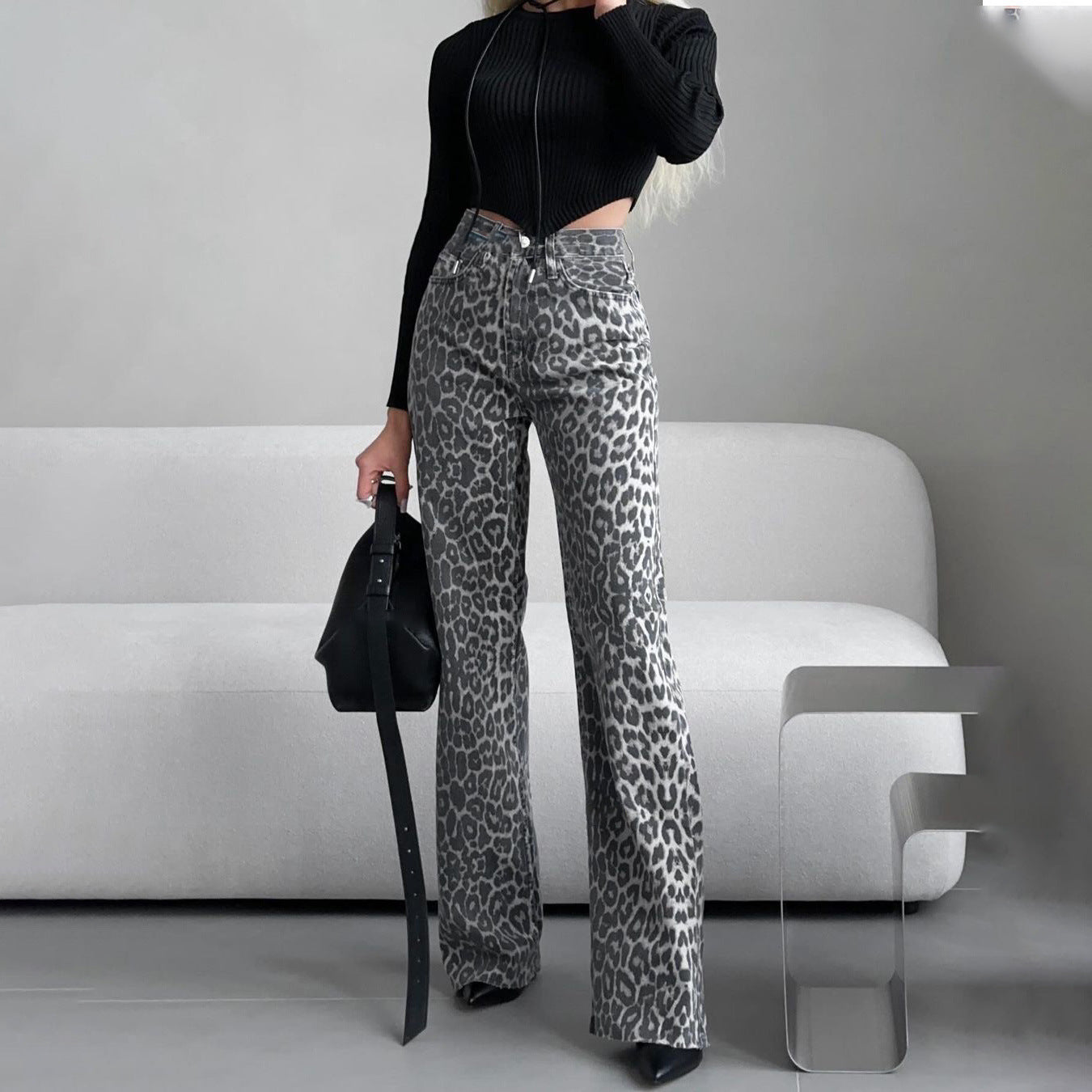Luipaardprint smalle jeans voor vrouwen